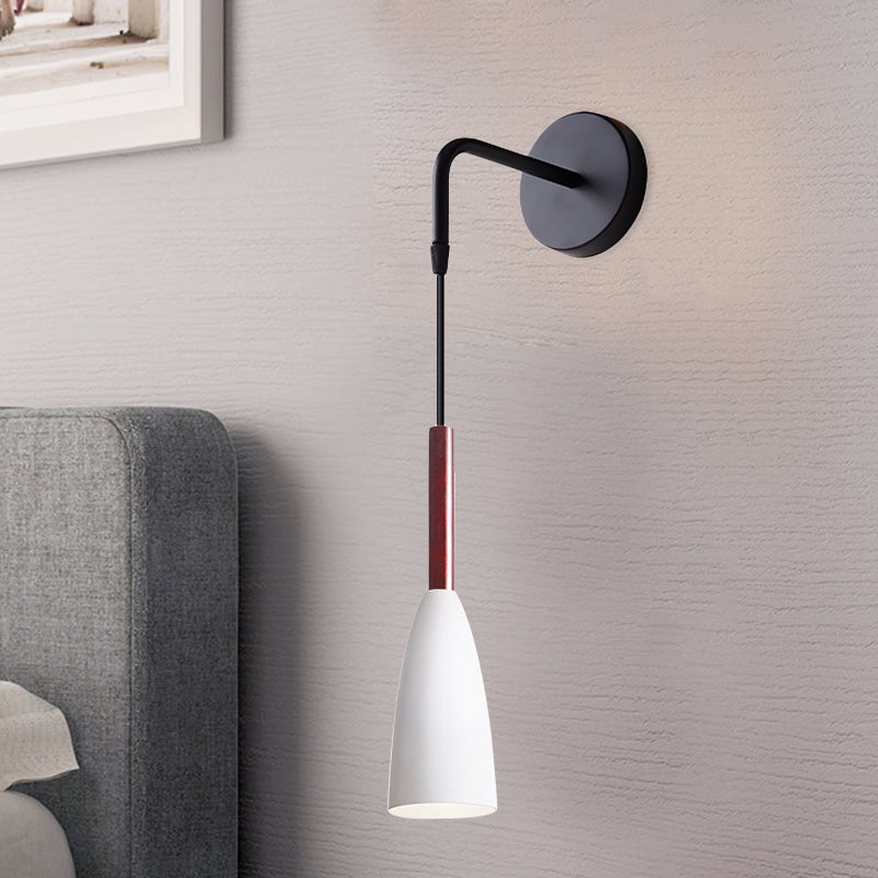 Rynx | Bullet Shape Wall Mounted Pendant Lamp Modern Iron 1 Light Sconce Fixture in Black/White/Grey for Bedside