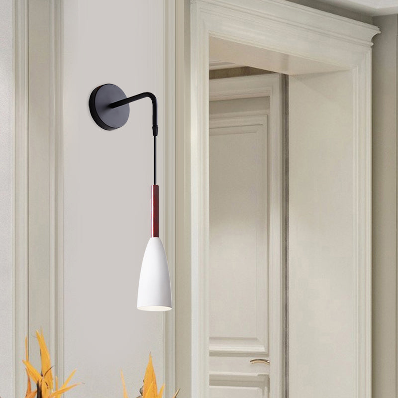 Rynx | Bullet Shape Wall Mounted Pendant Lamp Modern Iron 1 Light Sconce Fixture in Black/White/Grey for Bedside
