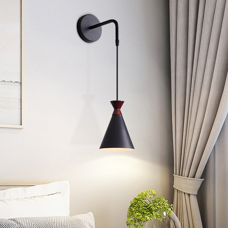 Rynx | Iron conical wall lamp wall light Minimalism 1 head Black/Grey/White wall-mounted lamp with hanging cable