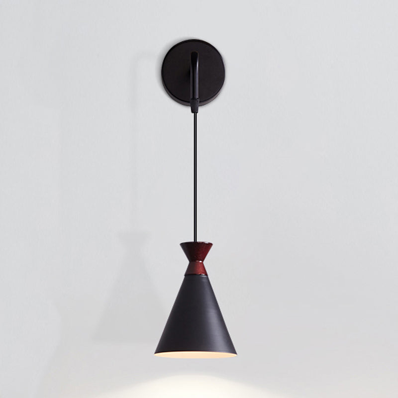 Rynx | Iron conical wall lamp wall light Minimalism 1 head Black/Grey/White wall-mounted lamp with hanging cable
