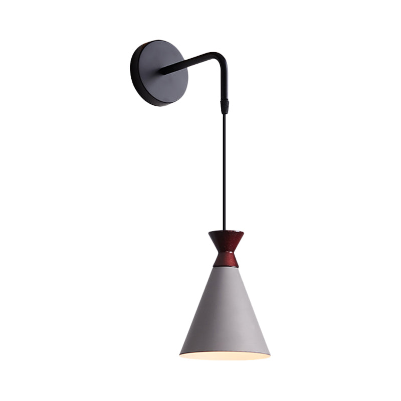 Rynx | Iron conical wall lamp wall light Minimalism 1 head Black/Grey/White wall-mounted lamp with hanging cable