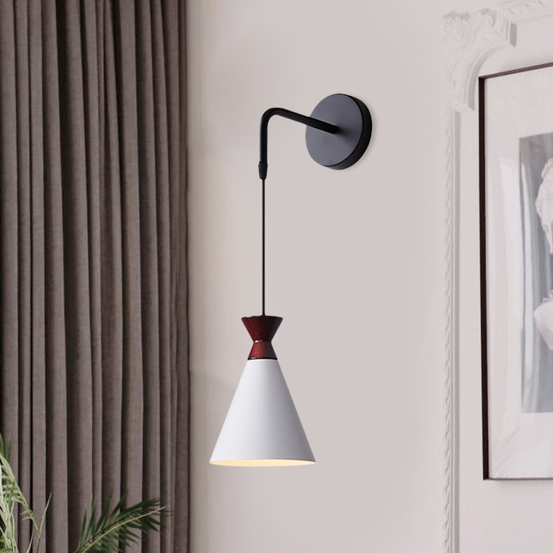 Rynx | Iron conical wall lamp wall light Minimalism 1 head Black/Grey/White wall-mounted lamp with hanging cable