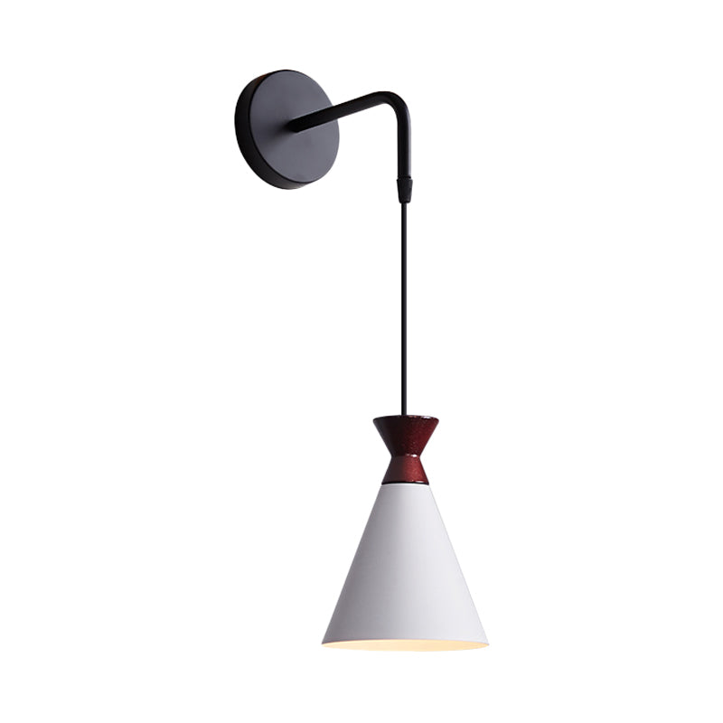 Rynx | Iron conical wall lamp wall light Minimalism 1 head Black/Grey/White wall-mounted lamp with hanging cable