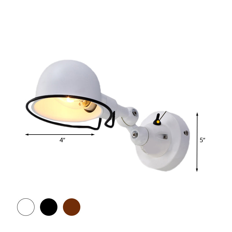 Rynx | Rust/White Dome Wall Lamp Sconces Retro Style 1 Light Dining Room Adjustable Wall Lighting with Ring