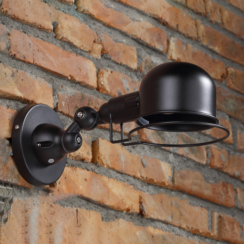 Rynx | Rust/White Dome Wall Lamp Sconces Retro Style 1 Light Dining Room Adjustable Wall Lighting with Ring