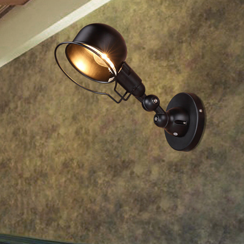 Rynx | Rust/White Dome Wall Lamp Sconces Retro Style 1 Light Dining Room Adjustable Wall Lighting with Ring