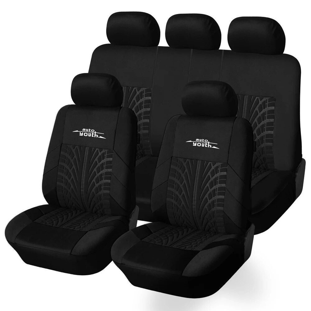 Rynx | Universal Fit Embroidered Car Seat Cushions with Tire Track Detail