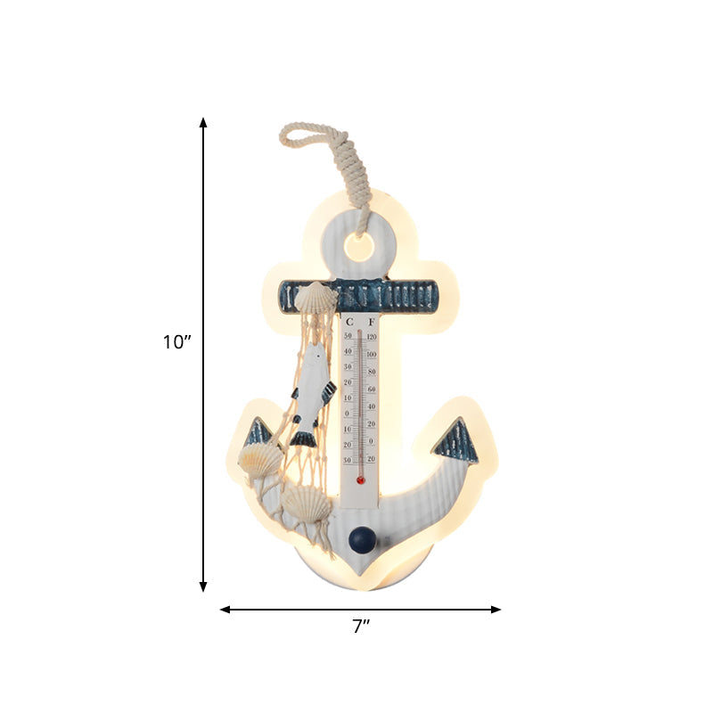 Rynx | Anchor-shaped wall light Mediterranean wood LED Blue-White wall-mounted lamp