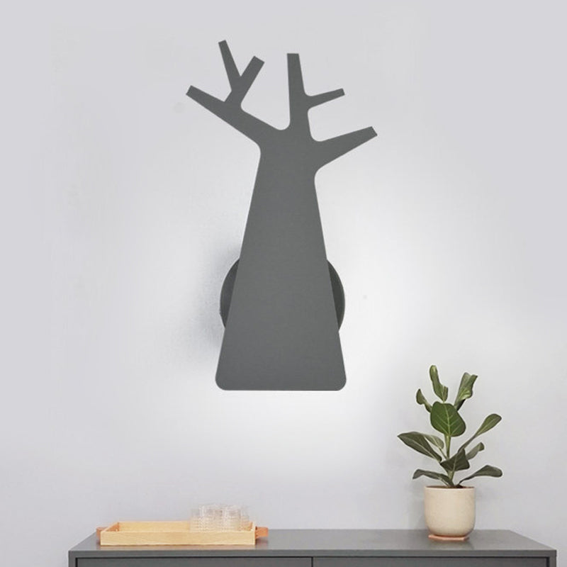 Rynx | Nordic Tree Silhouette Iron Wall Lamp 1 Main as Lighting Fixture in Green/White/Grey for Bedroom