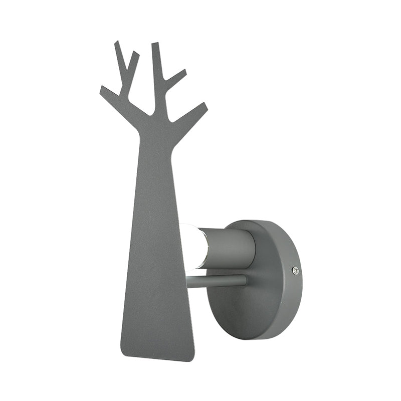 Rynx | Nordic Tree Silhouette Iron Wall Lamp 1 Main as Lighting Fixture in Green/White/Grey for Bedroom