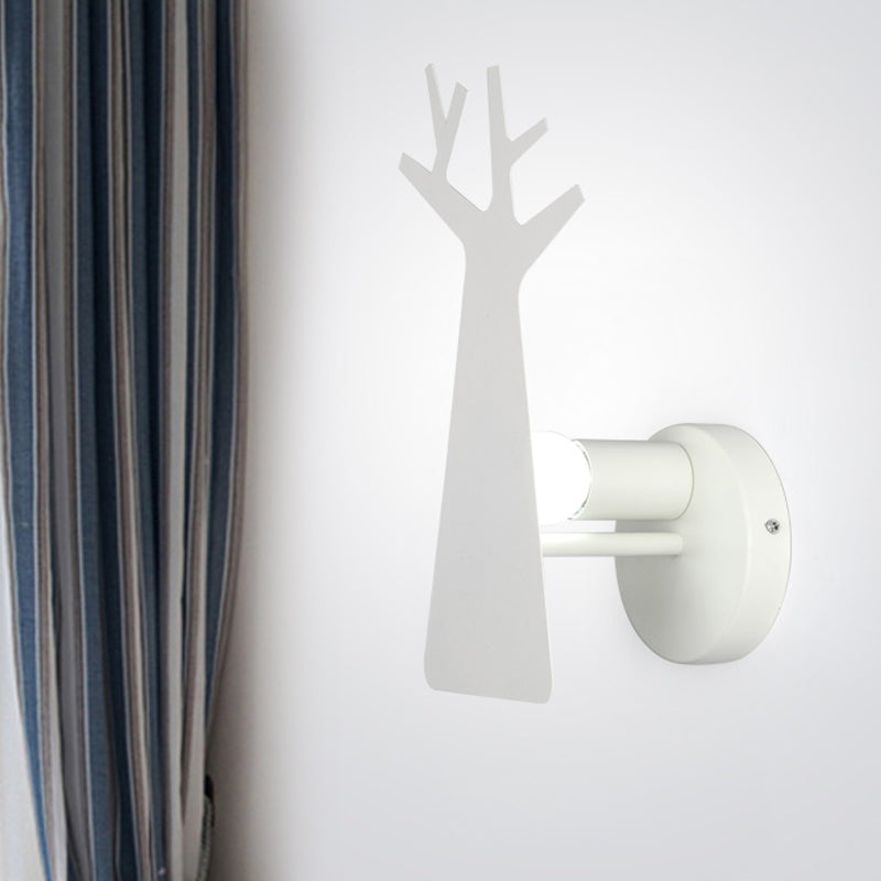 Rynx | Nordic Tree Silhouette Iron Wall Lamp 1 Main as Lighting Fixture in Green/White/Grey for Bedroom