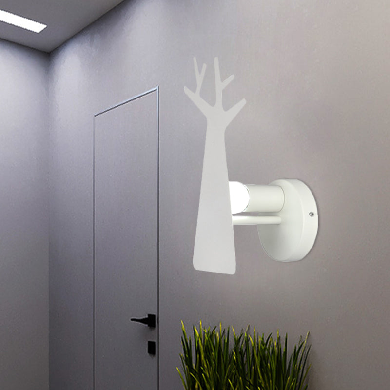 Rynx | Nordic Tree Silhouette Iron Wall Lamp 1 Main as Lighting Fixture in Green/White/Grey for Bedroom