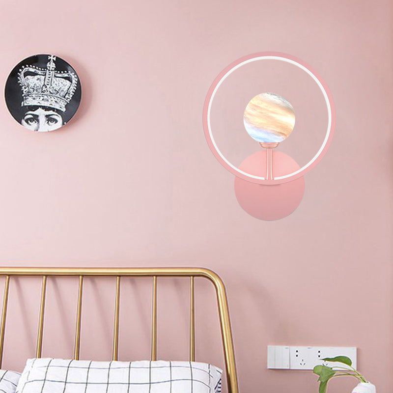 Rynx | Gradient Glass Globe Wall Lighting Ideas Modern LED Wall Lamp Fixture with Ring Protection in Black/Pink/White