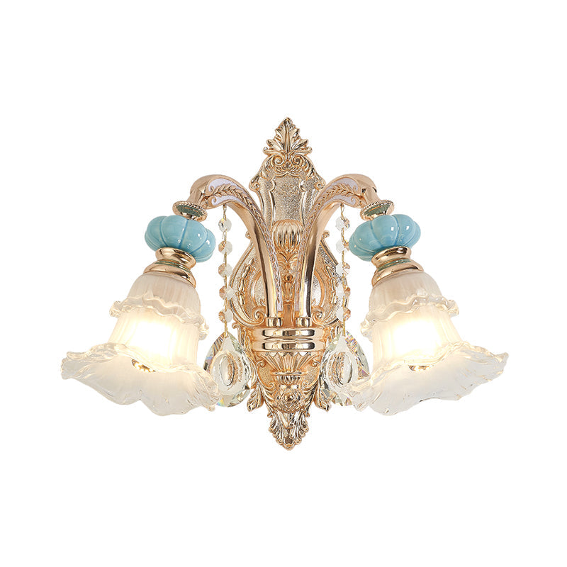 Rynx | 1/2-head hanging flower wall light Retro Gold Opal Matt glass wall-mounted device