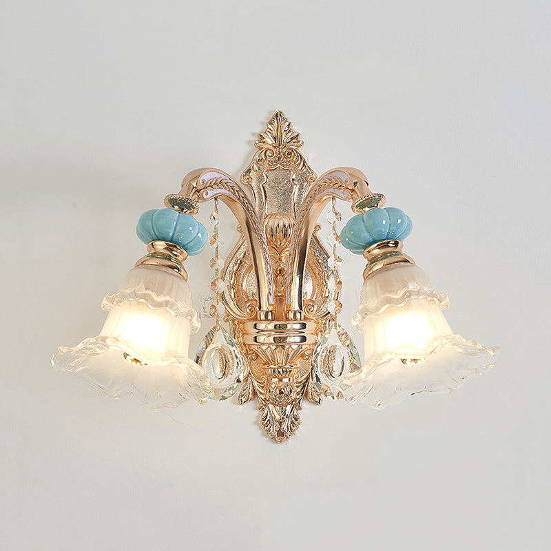 Rynx | 1/2-head hanging flower wall light Retro Gold Opal Matt glass wall-mounted device