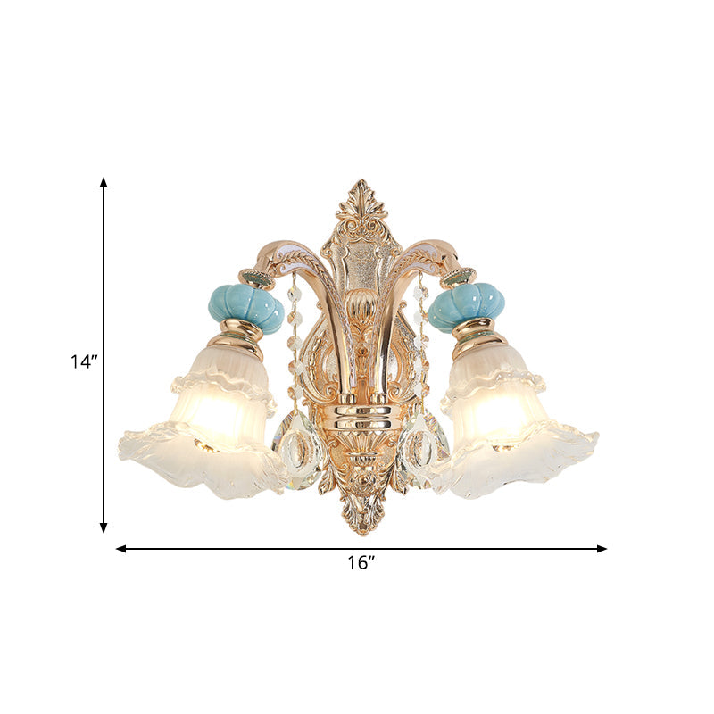 Rynx | 1/2-head hanging flower wall light Retro Gold Opal Matt glass wall-mounted device