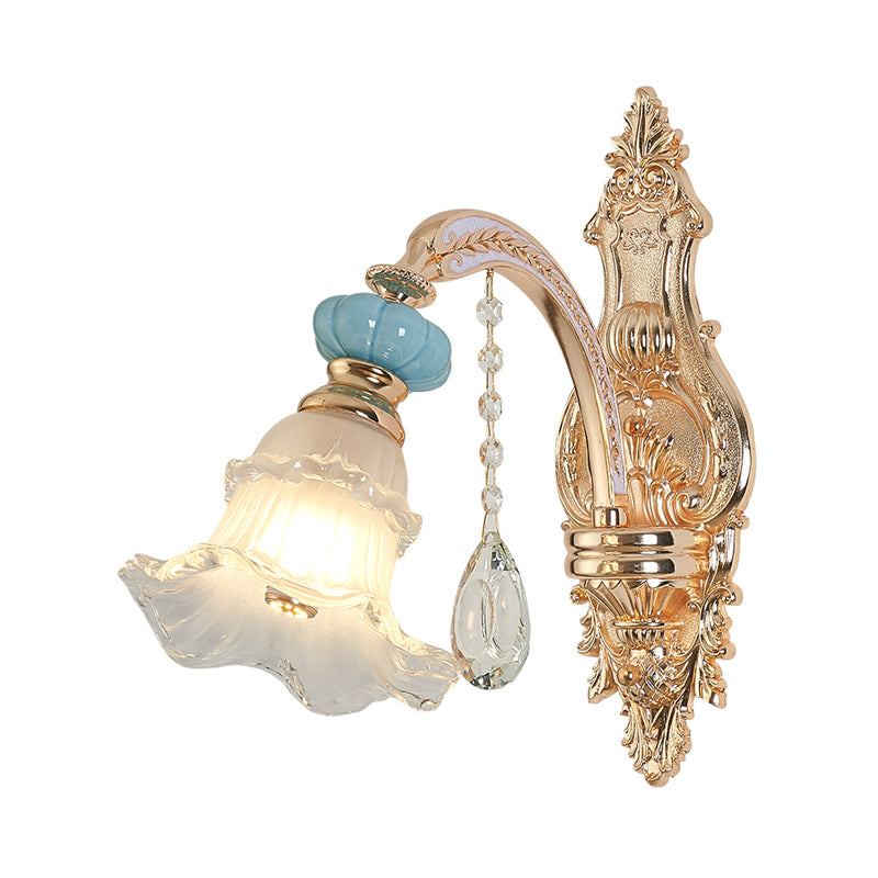 Rynx | 1/2-head hanging flower wall light Retro Gold Opal Matt glass wall-mounted device