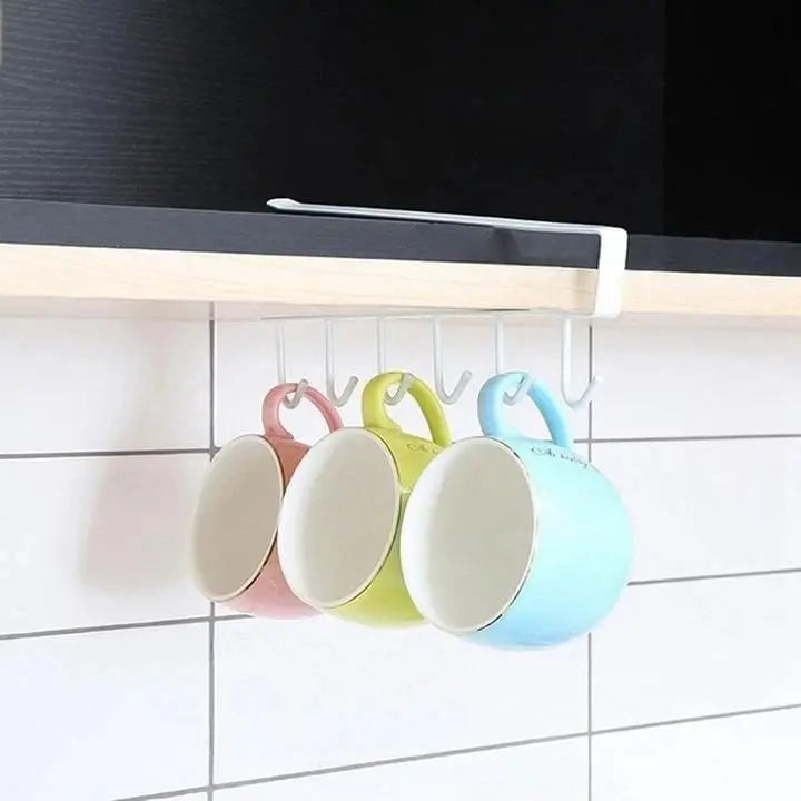 Rynx | Under-cabinet hook strip – space-saving kitchen storage with 6 hooks