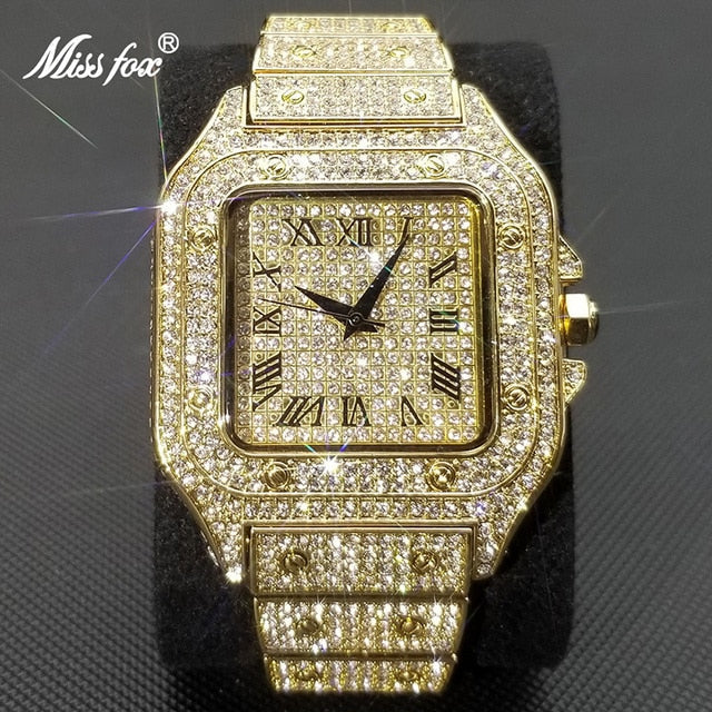 RYNX | Missfox Ice Out Square Watch For Men