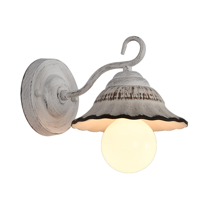 Rynx | Matte White 1 Lamp Wall Mounted Lamp Country Style Golf Cup Ceramic Wall Light Fixture