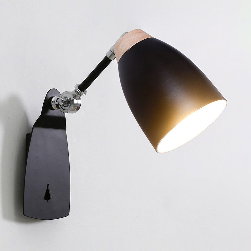 Rynx | Metal Cup-Shaped Wall Lighting Modern 1-Light White/Black Finish Rotatable Wall Lamp