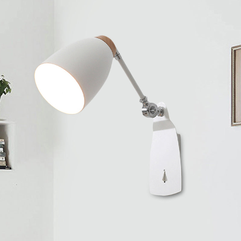 Rynx | Metal Cup-Shaped Wall Lighting Modern 1-Light White/Black Finish Rotatable Wall Lamp