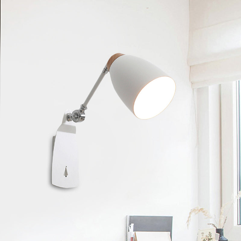 Rynx | Metal Cup-Shaped Wall Lighting Modern 1-Light White/Black Finish Rotatable Wall Lamp