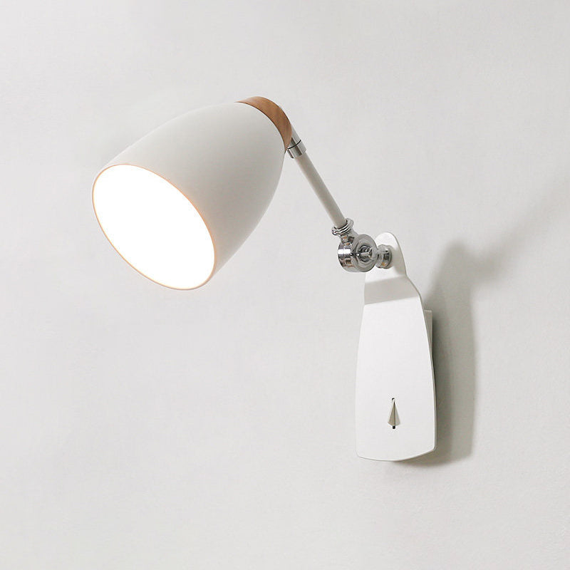 Rynx | Metal Cup-Shaped Wall Lighting Modern 1-Light White/Black Finish Rotatable Wall Lamp