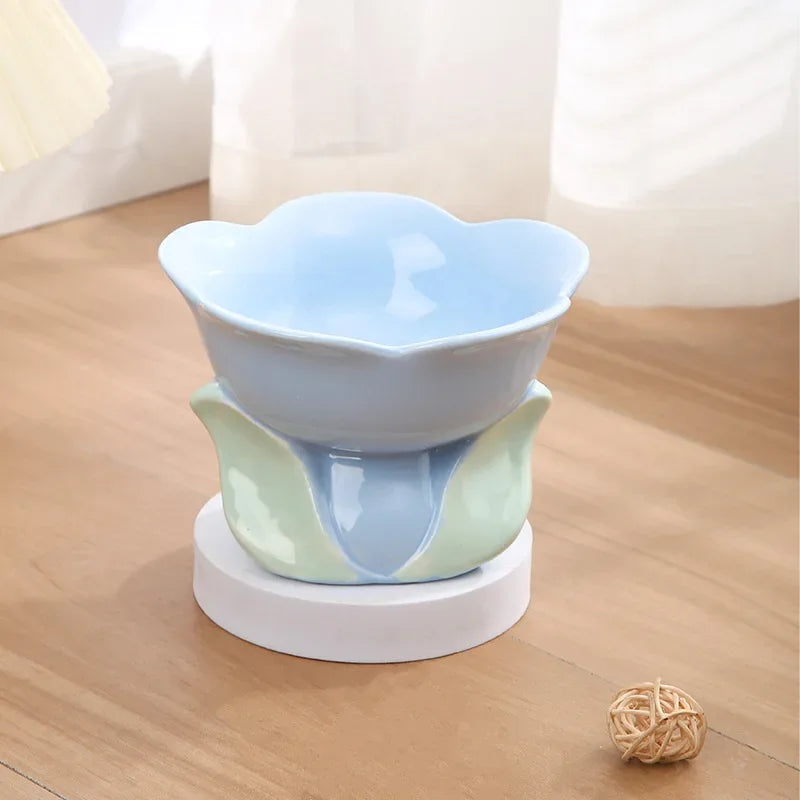 Rynx | Flower-shaped Raised Ceramic Cat Bowl