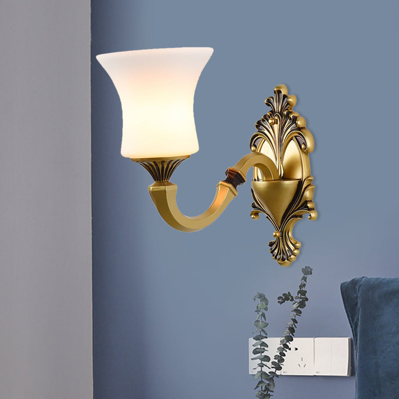 Rynx | Bell Bedroom Top Wall Mounted Lamp Antique Frosted Glass 1/2-Light Brass Wall Lamp Accessories