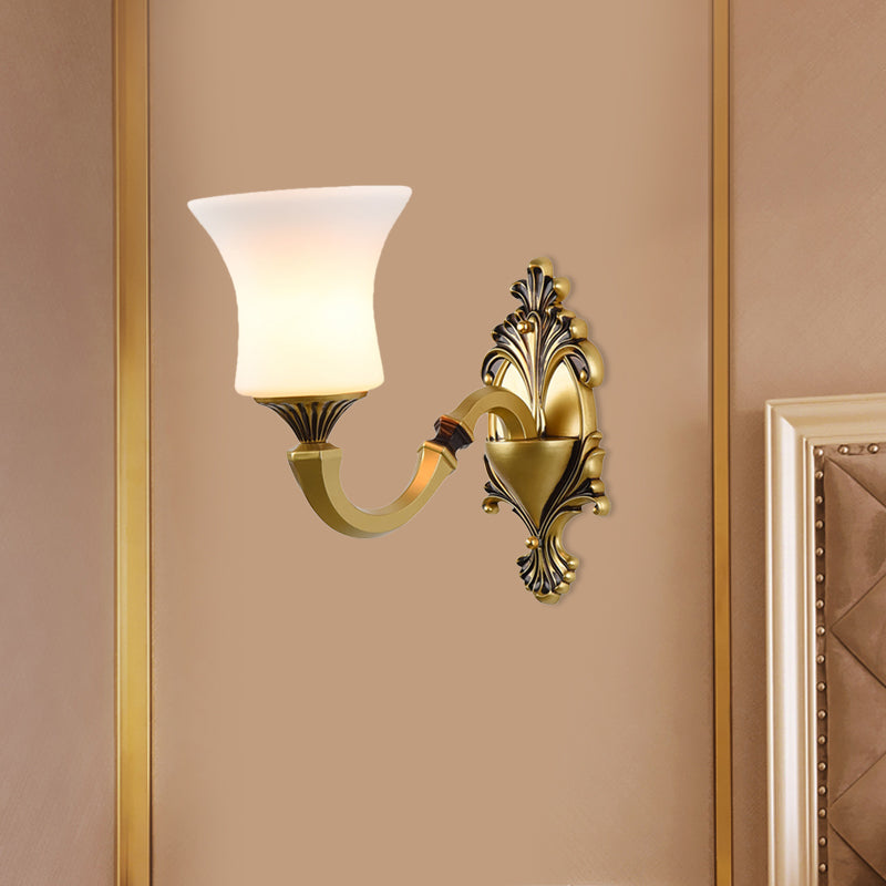 Rynx | Bell Bedroom Top Wall Mounted Lamp Antique Frosted Glass 1/2-Light Brass Wall Lamp Accessories