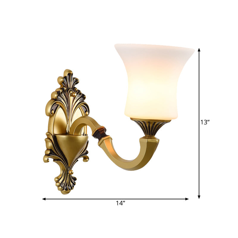 Rynx | Bell Bedroom Top Wall Mounted Lamp Antique Frosted Glass 1/2-Light Brass Wall Lamp Accessories