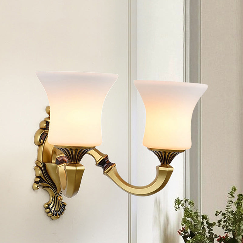 Rynx | Bell Bedroom Top Wall Mounted Lamp Antique Frosted Glass 1/2-Light Brass Wall Lamp Accessories
