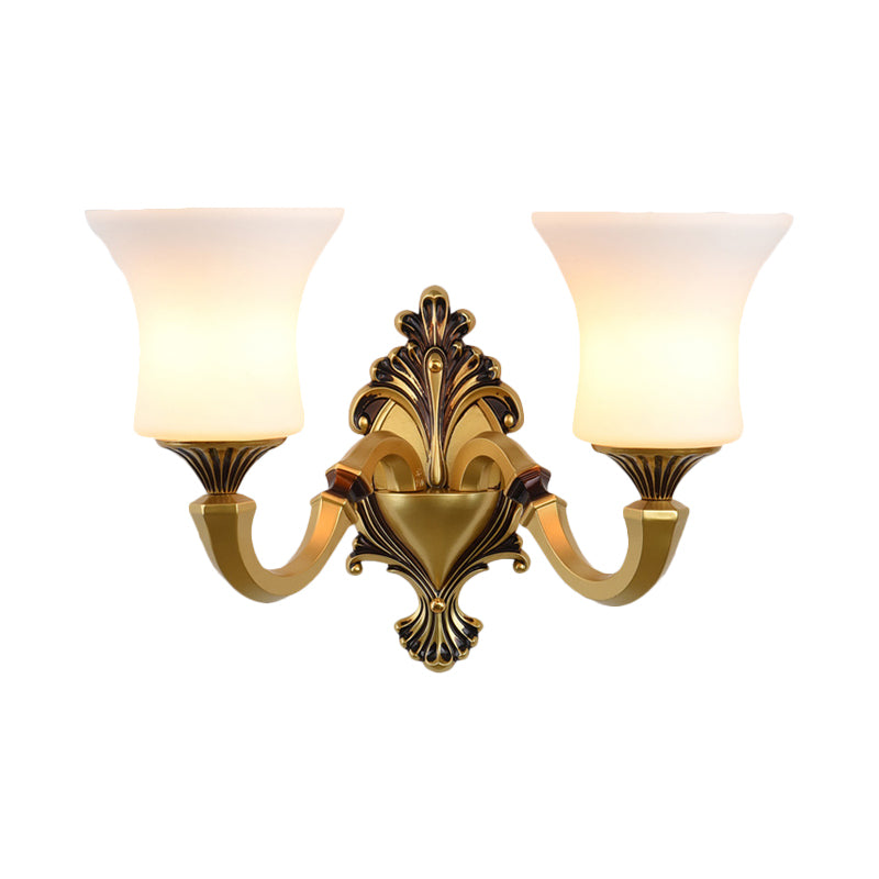 Rynx | Bell Bedroom Top Wall Mounted Lamp Antique Frosted Glass 1/2-Light Brass Wall Lamp Accessories