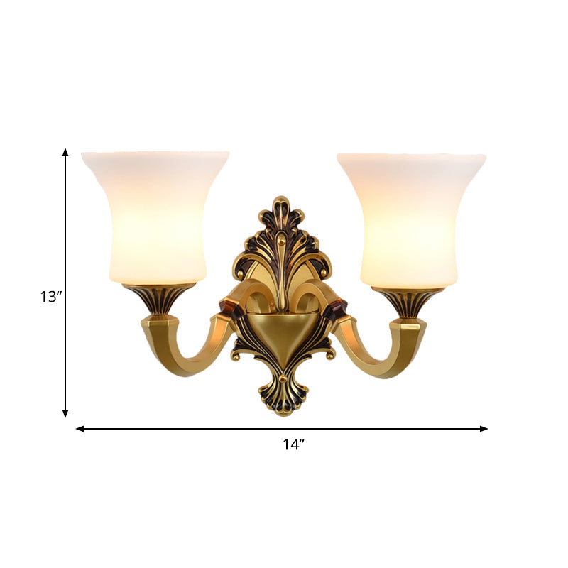 Rynx | Bell Bedroom Top Wall Mounted Lamp Antique Frosted Glass 1/2-Light Brass Wall Lamp Accessories