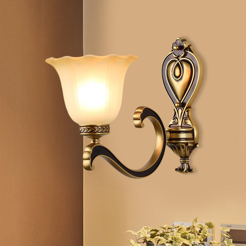Rynx | Bell Bedroom Top Wall Mounted Lamp Antique Frosted Glass 1/2-Light Brass Wall Lamp Accessories