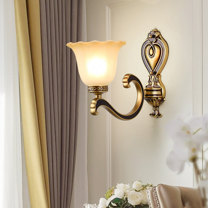 Rynx | Bell Bedroom Top Wall Mounted Lamp Antique Frosted Glass 1/2-Light Brass Wall Lamp Accessories
