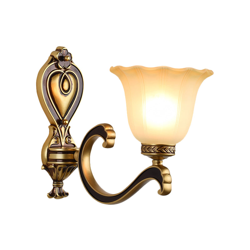 Rynx | Bell Bedroom Top Wall Mounted Lamp Antique Frosted Glass 1/2-Light Brass Wall Lamp Accessories