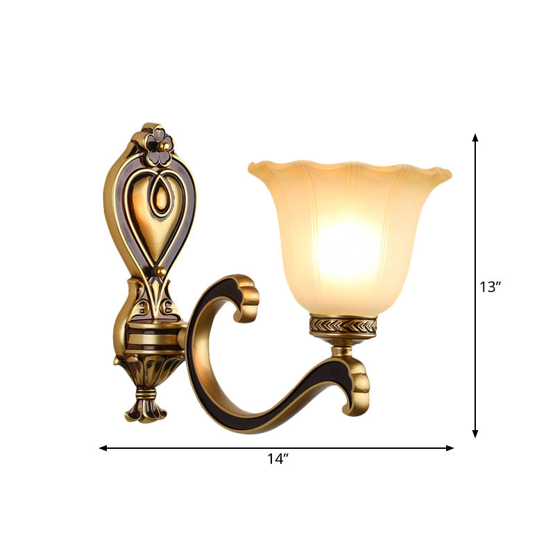 Rynx | Bell Bedroom Top Wall Mounted Lamp Antique Frosted Glass 1/2-Light Brass Wall Lamp Accessories