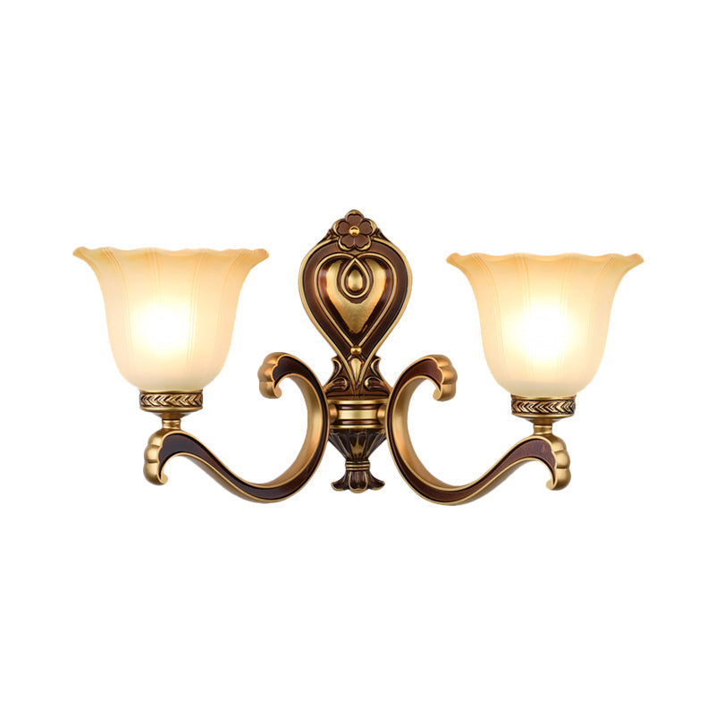 Rynx | Bell Bedroom Top Wall Mounted Lamp Antique Frosted Glass 1/2-Light Brass Wall Lamp Accessories