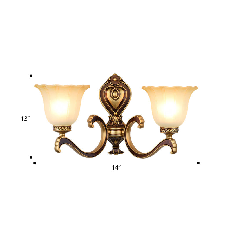Rynx | Bell Bedroom Top Wall Mounted Lamp Antique Frosted Glass 1/2-Light Brass Wall Lamp Accessories