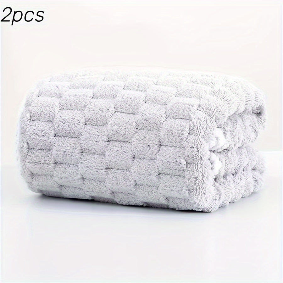 Rynx | 2pcs Ultra-Soft Microfiber Bath Towels - Super Absorbent, Quick-Dry Waffle Weave for Daily Use, Spa, Gym and Travel 2pcs Grey