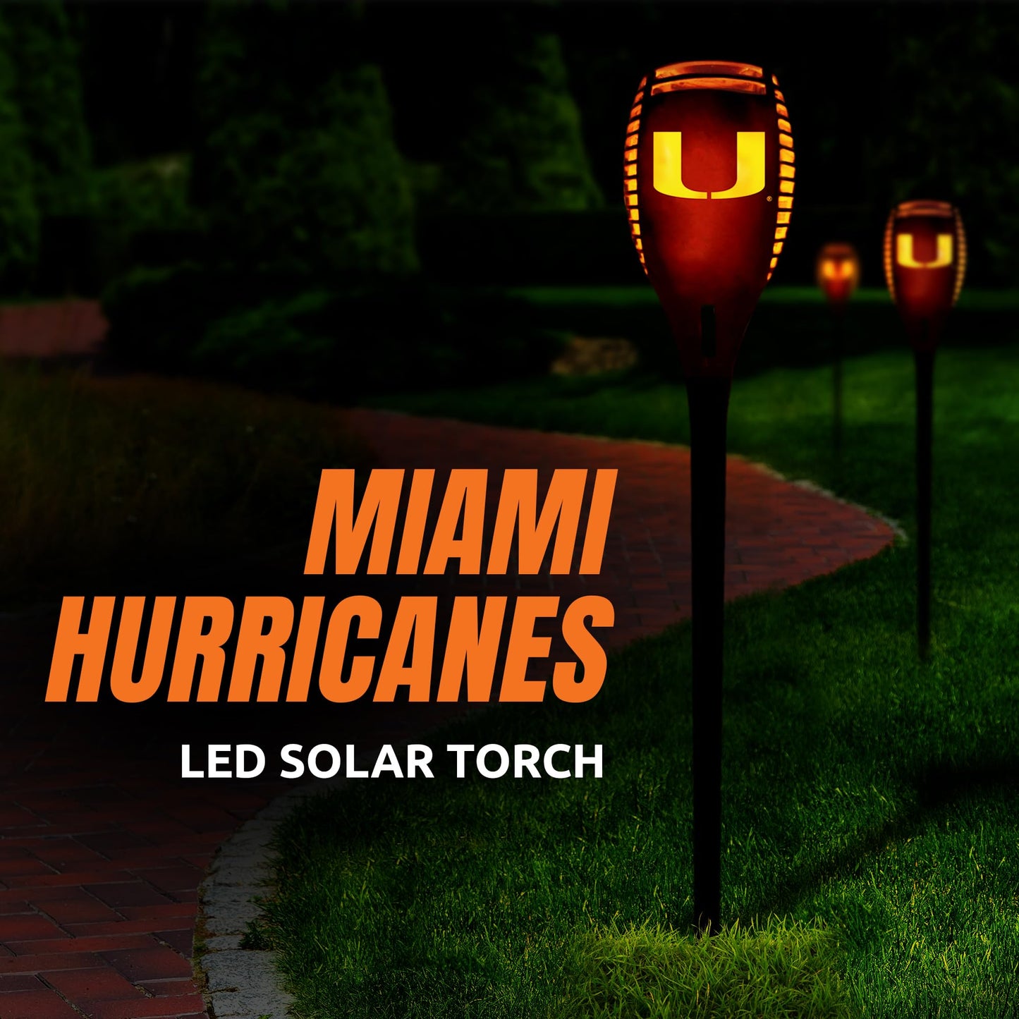 Rynx | Sporticulture Miami Hurricanes Torch - 36" Waterproof Flaming Light For Outdoor