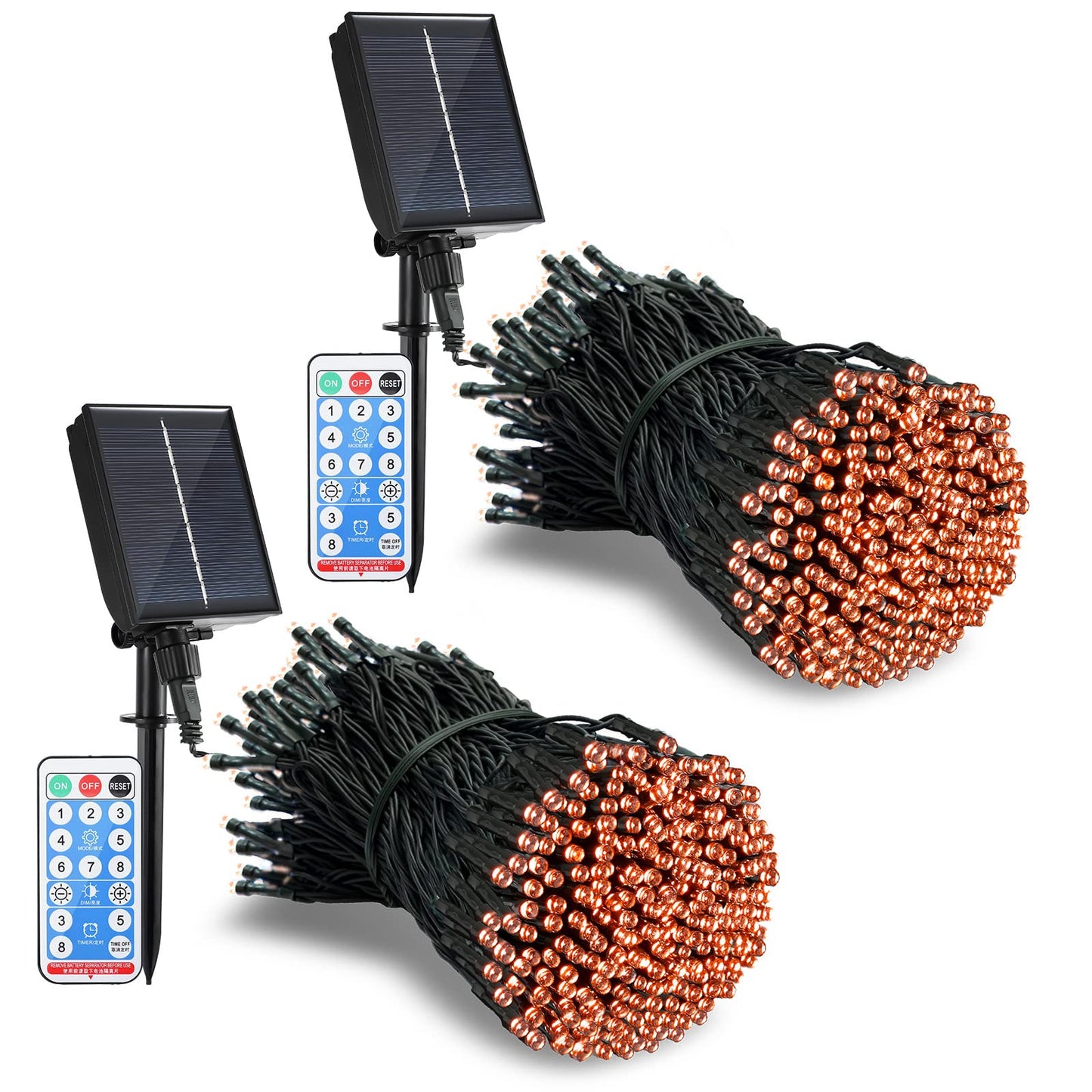 Rynx | Gnixling Orange Halloween Lights, 2 Pack Each 105Ft 300Led Solar Halloween Decorations Outdoor, 8 Modes Solar Halloween Lights For Halloween Decorations (Orange)