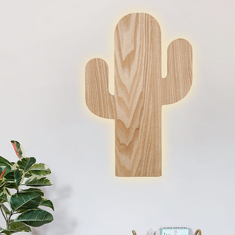 Rynx | Modern LED Wall Lamp with Wooden Shade Beige Car/Pineapple/Cactus Wall Mounted Light for Bedroom