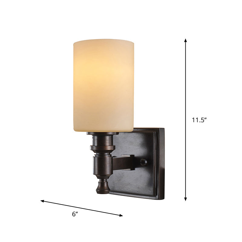 Rynx | Black column wall lamp traditional frosted glass single light living room wall light