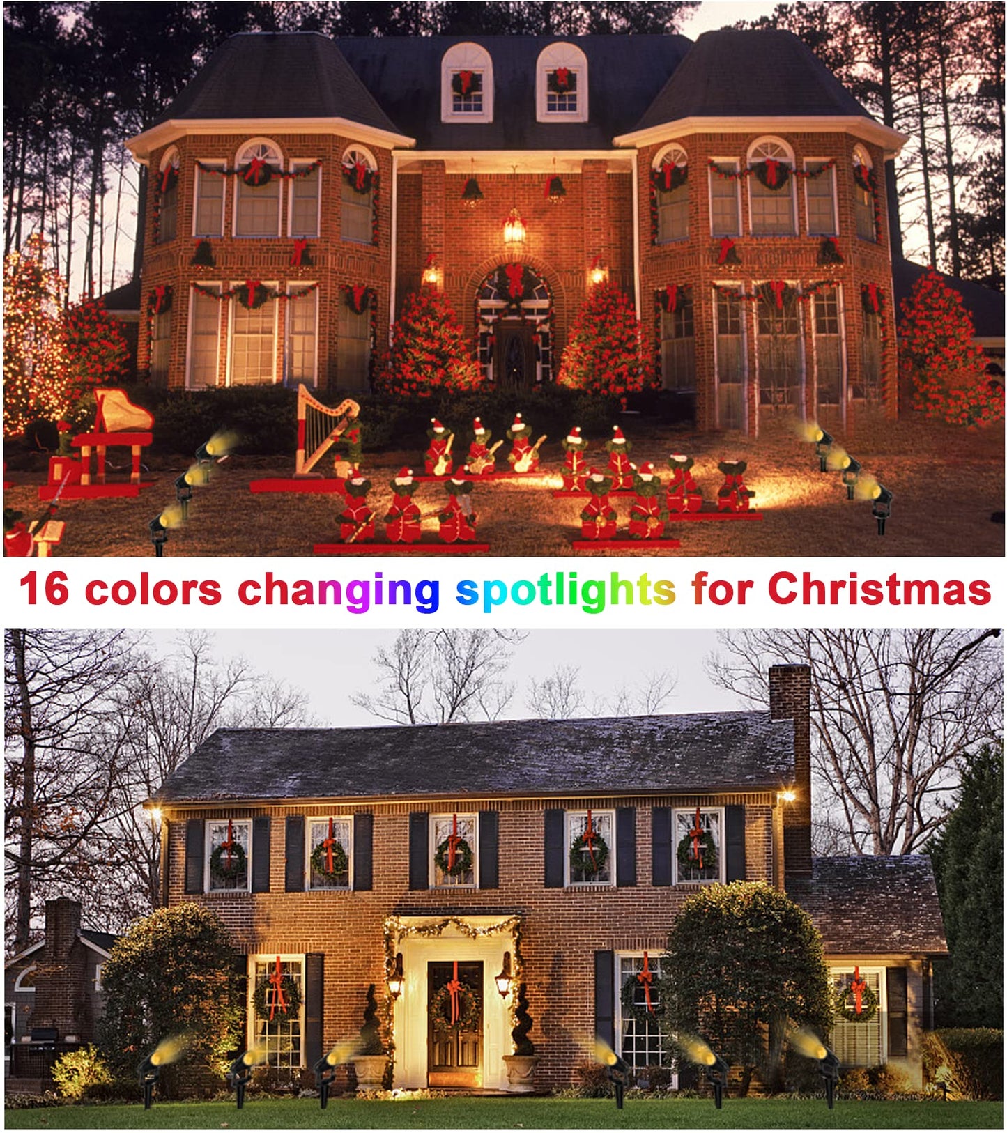 Rynx | Volisun Christmas spotlights - 16 color-changing waterproof uplights, 6 packs for garden/farm