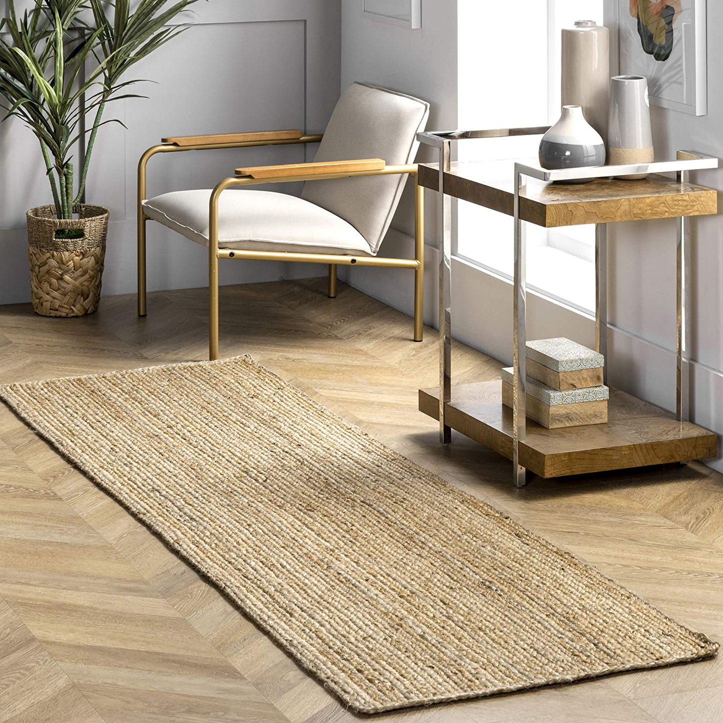 Rynx | Nuloom Rigo Handwoven Rustic Jute Runner Rug, 2' 6" X 6', Natural