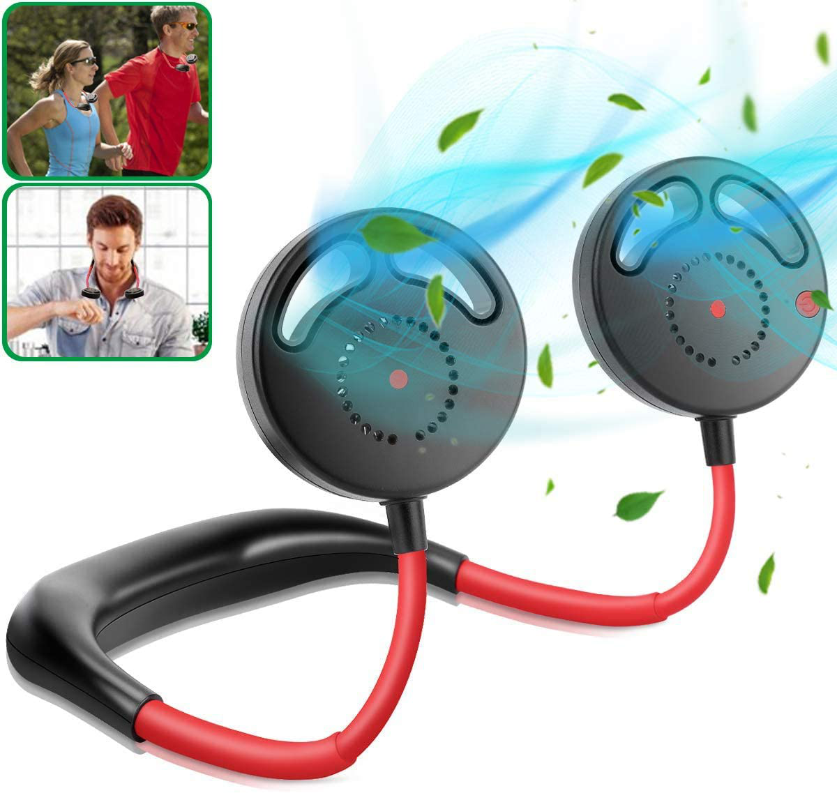 Rynx | Hands-free Portable Neck Fan, Mini USB Bladeless Personal Fan with Neck Hanging Design USB Rechargeable Battery with 3 Speeds Adjustable Airflow, 2 Fan Speeds for Travel Outdoor Office Home Sports