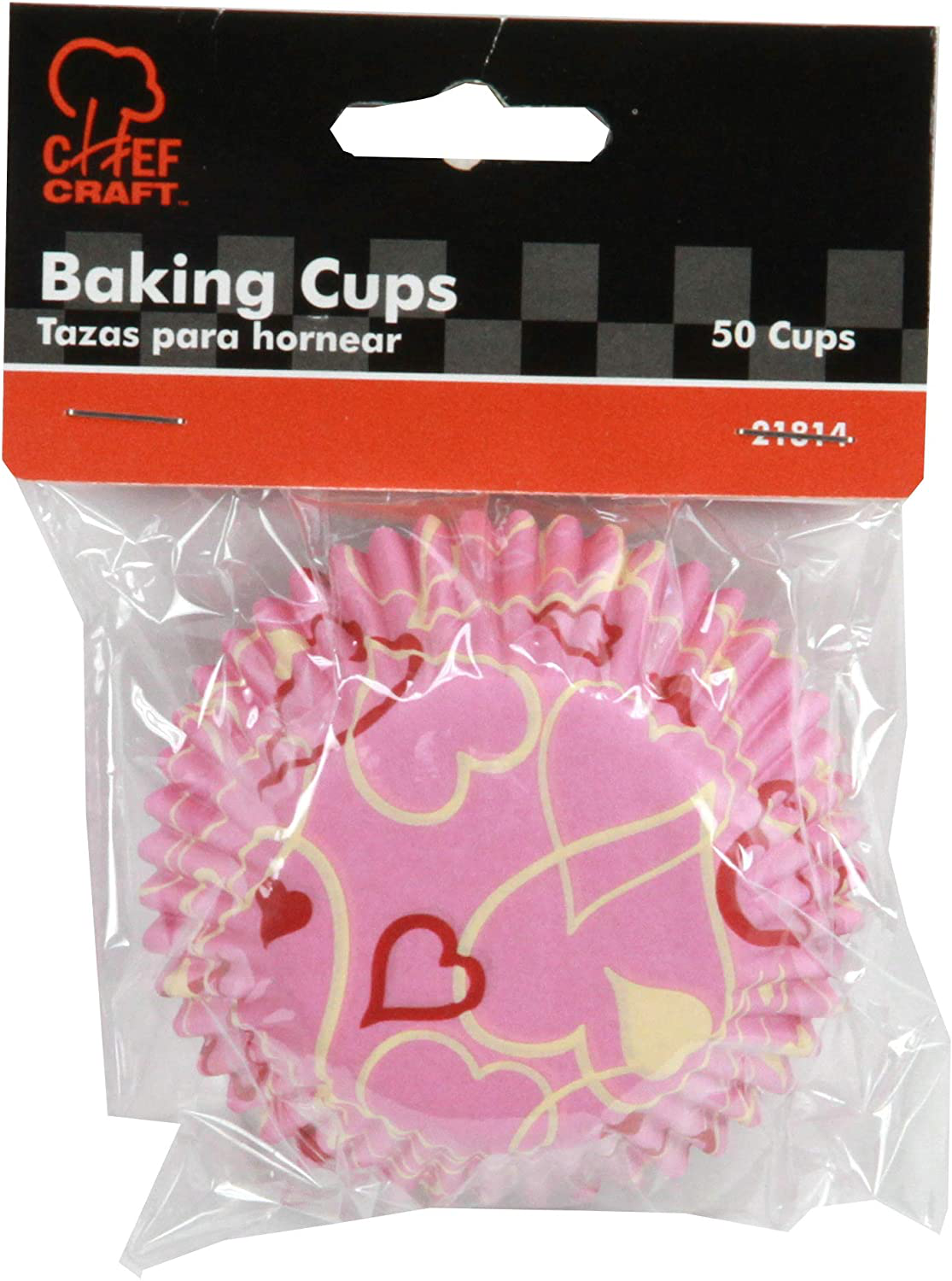 Rynx | Chef Craft Paper Patterned Muffin Cases, 50 pcs, White/Red